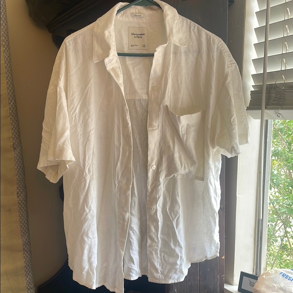 Abercrombie & Fitch White Casual Button Down Shirt